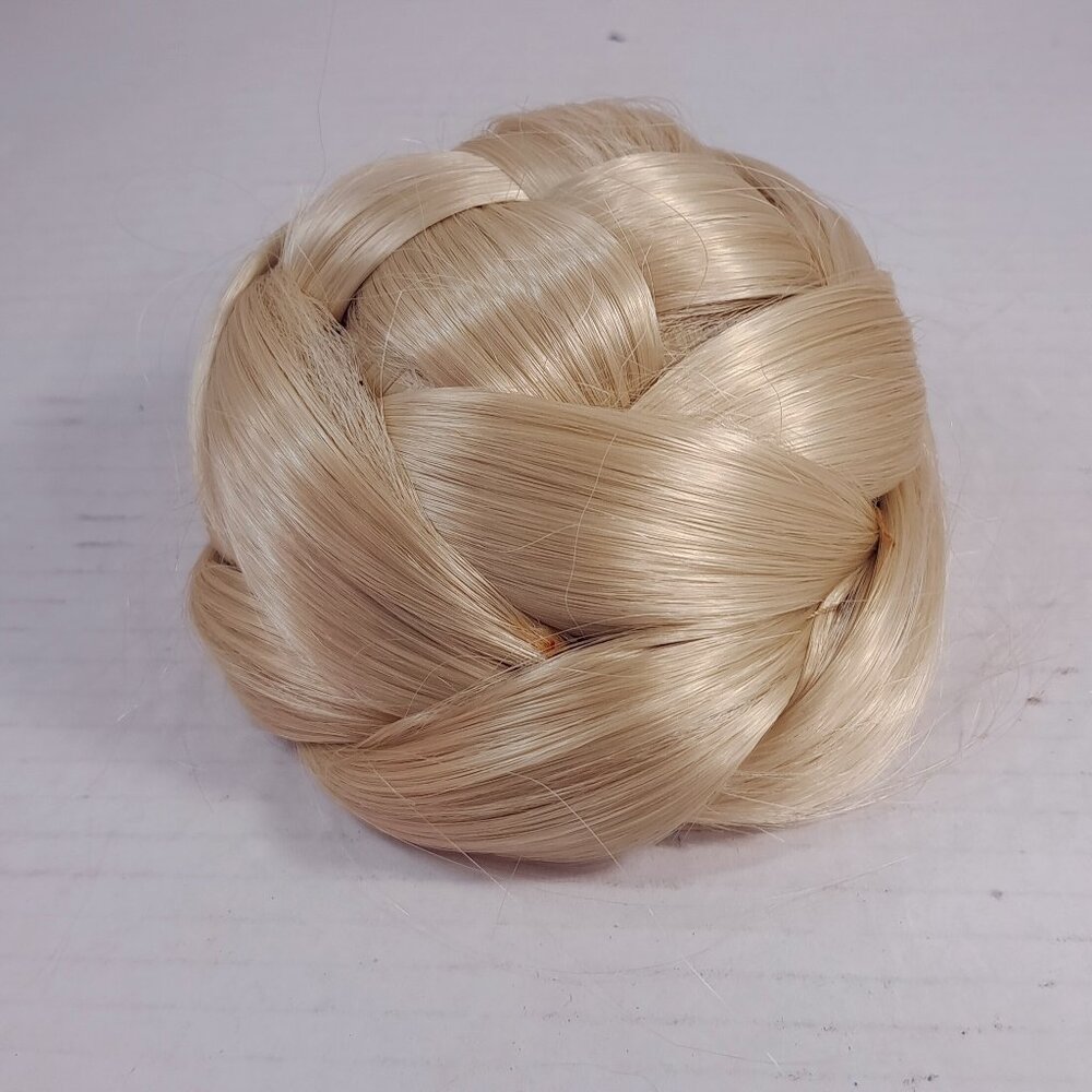 Mona Lisa braided bun hair piece wig light blonde blond hairpiece modacrylic